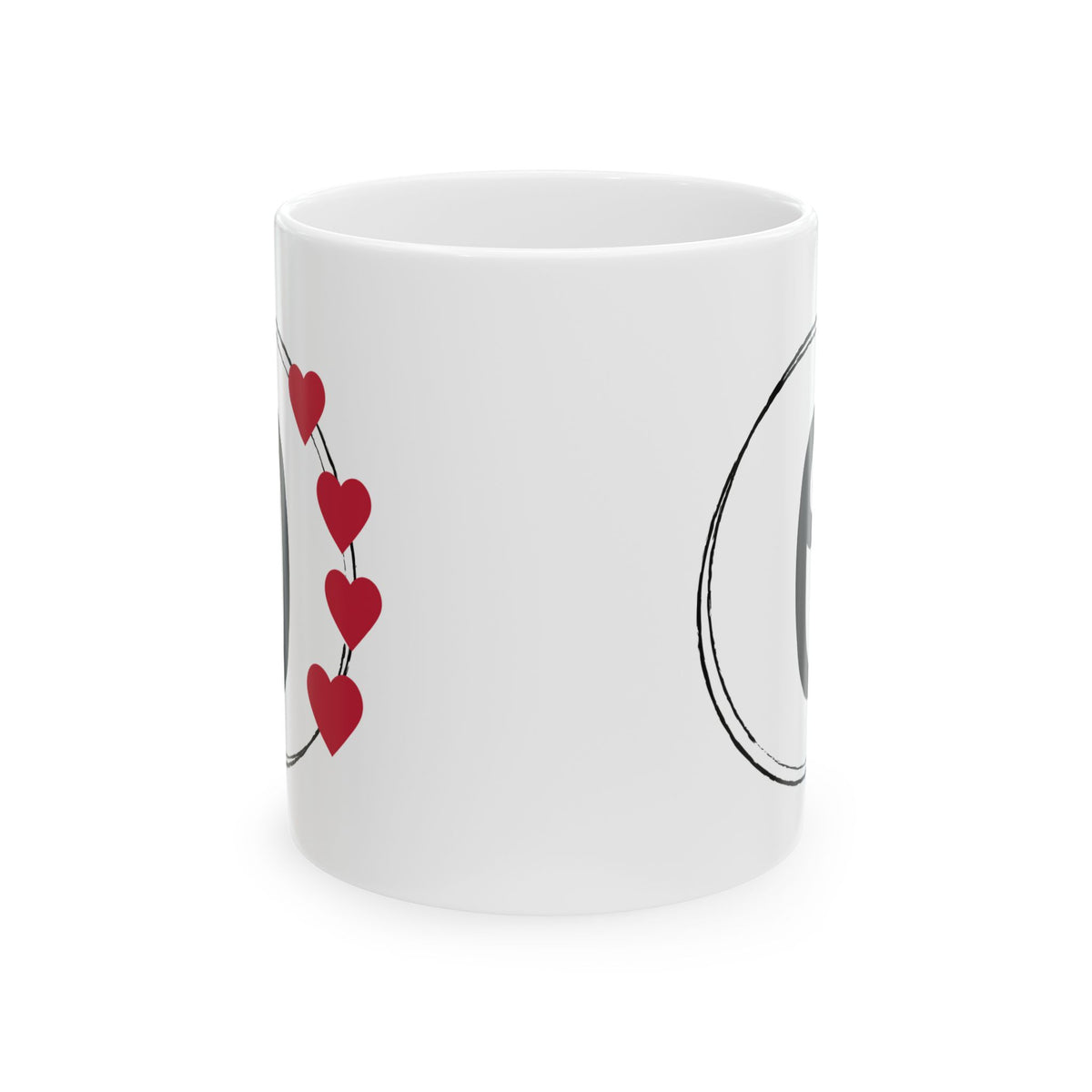 Letter "O" Monogram Heart Design Coffee Mug