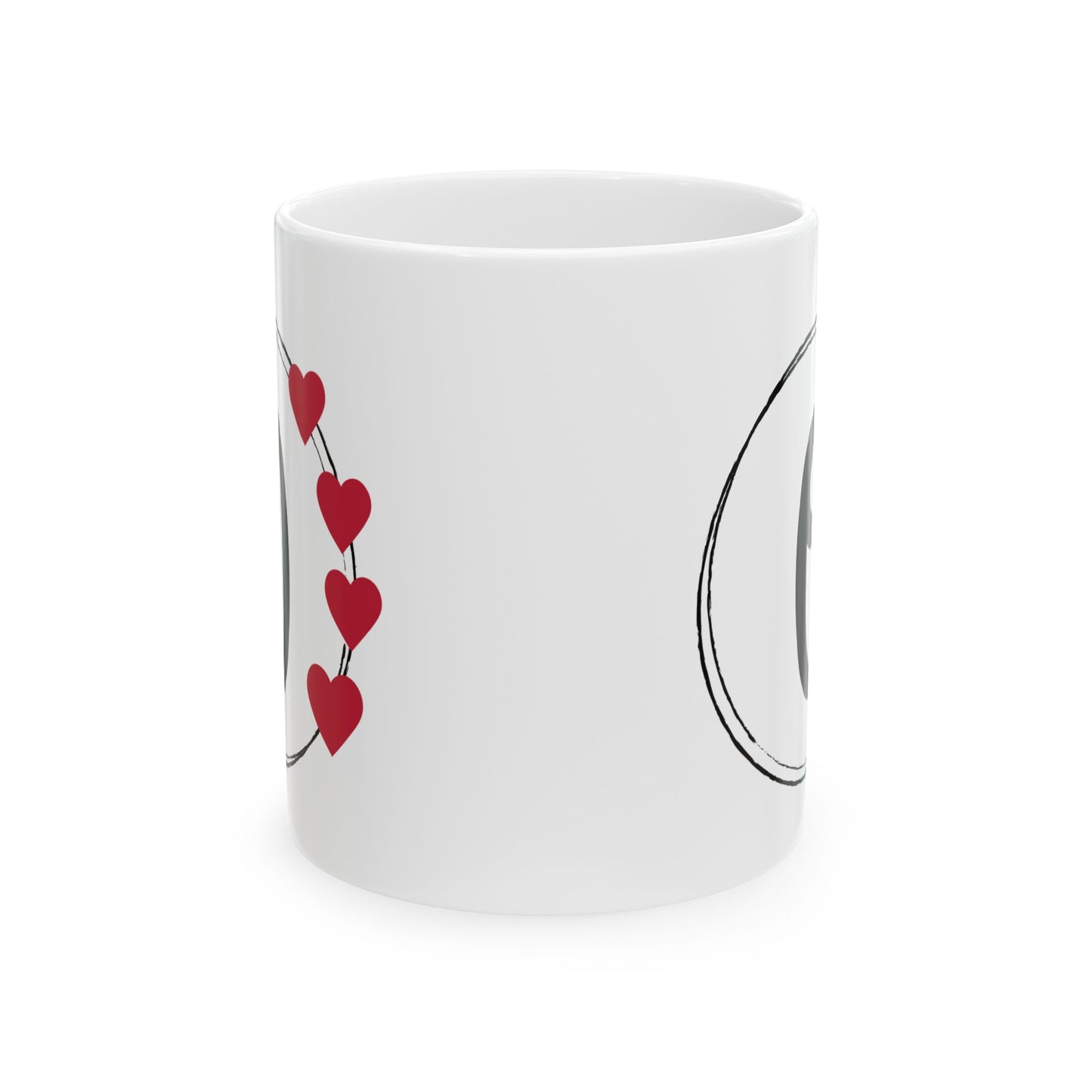 Letter "O" Monogram Heart Design Coffee Mug