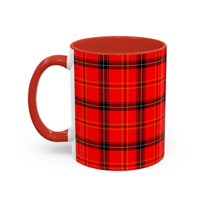 Red Plaid Pattern Accent Coffee Mug (11, 15oz)