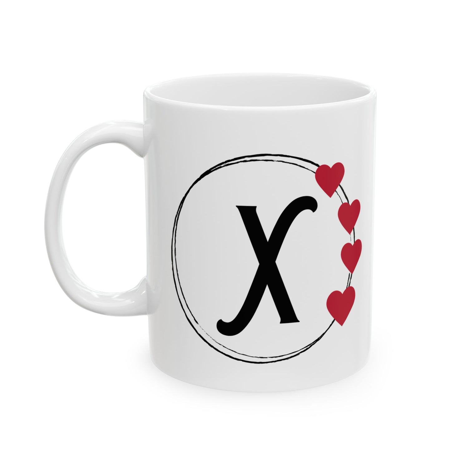 Letter "X" Monogram Heart Design Coffee Mug