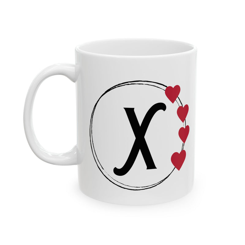 Letter "X" Monogram Heart Design Coffee Mug