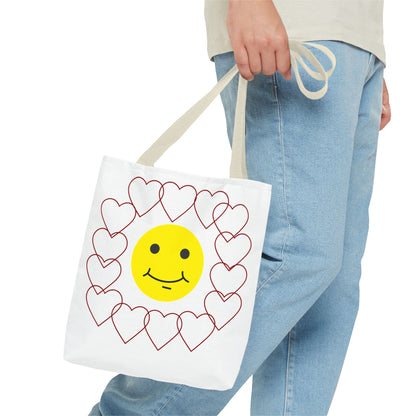 Smiley Face Heart Tote Bag