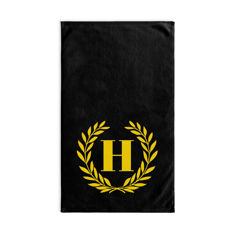 Elegant letter "H" Gold Laurel Monogram Hand Towel