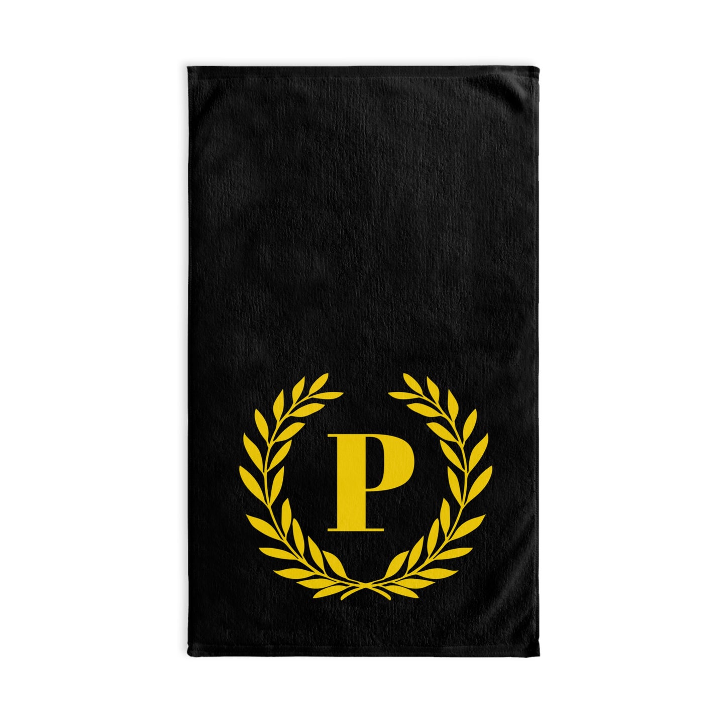 Elegant letter "P" Gold Laurel Monogram Hand Towel