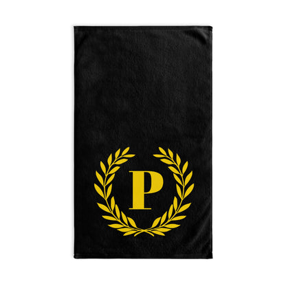 Elegant letter "P" Gold Laurel Monogram Hand Towel