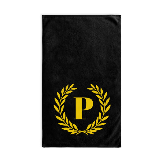 Elegant letter "P" Gold Laurel Monogram Hand Towel