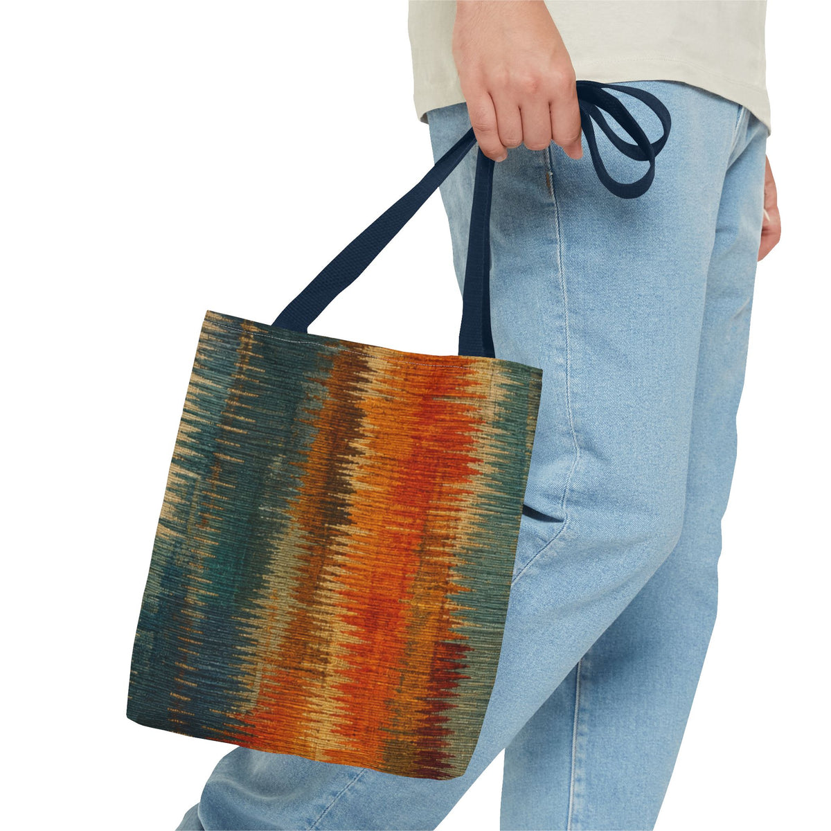 Bohemian Ikat Stripe Tote Bag — Colorful Southwestern AOP Carryall