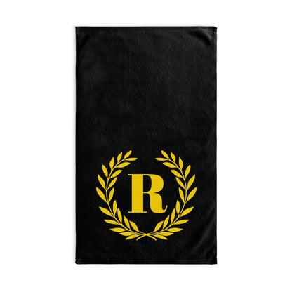 Elegant letter "R" Gold Laurel Monogram Hand Towel