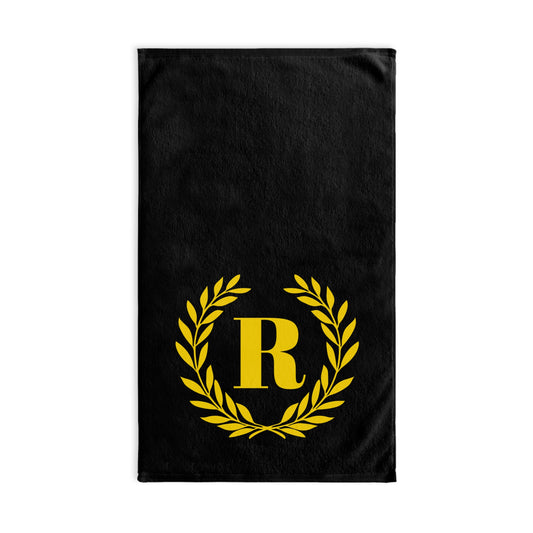 Elegant letter "R" Gold Laurel Monogram Hand Towel