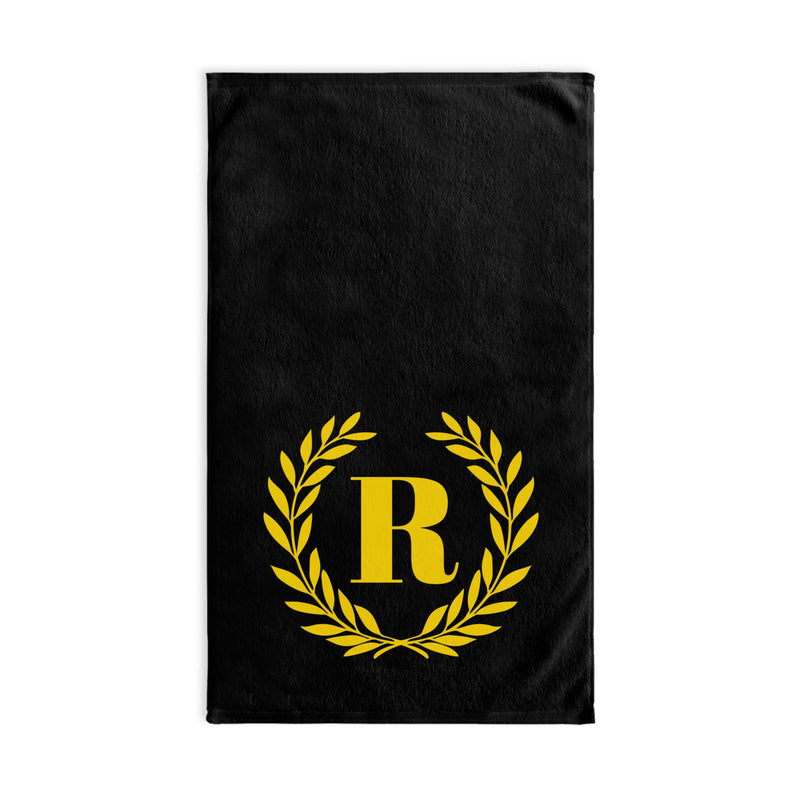 Elegant letter "R" Gold Laurel Monogram Hand Towel