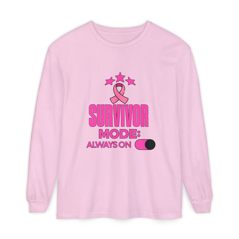 Survivor Mode: Always On - Breast Cancer Survivor Long Sleeve T-Shirt