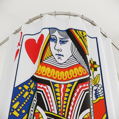Queen of Hearts Playing Card - Shower Curtain - White