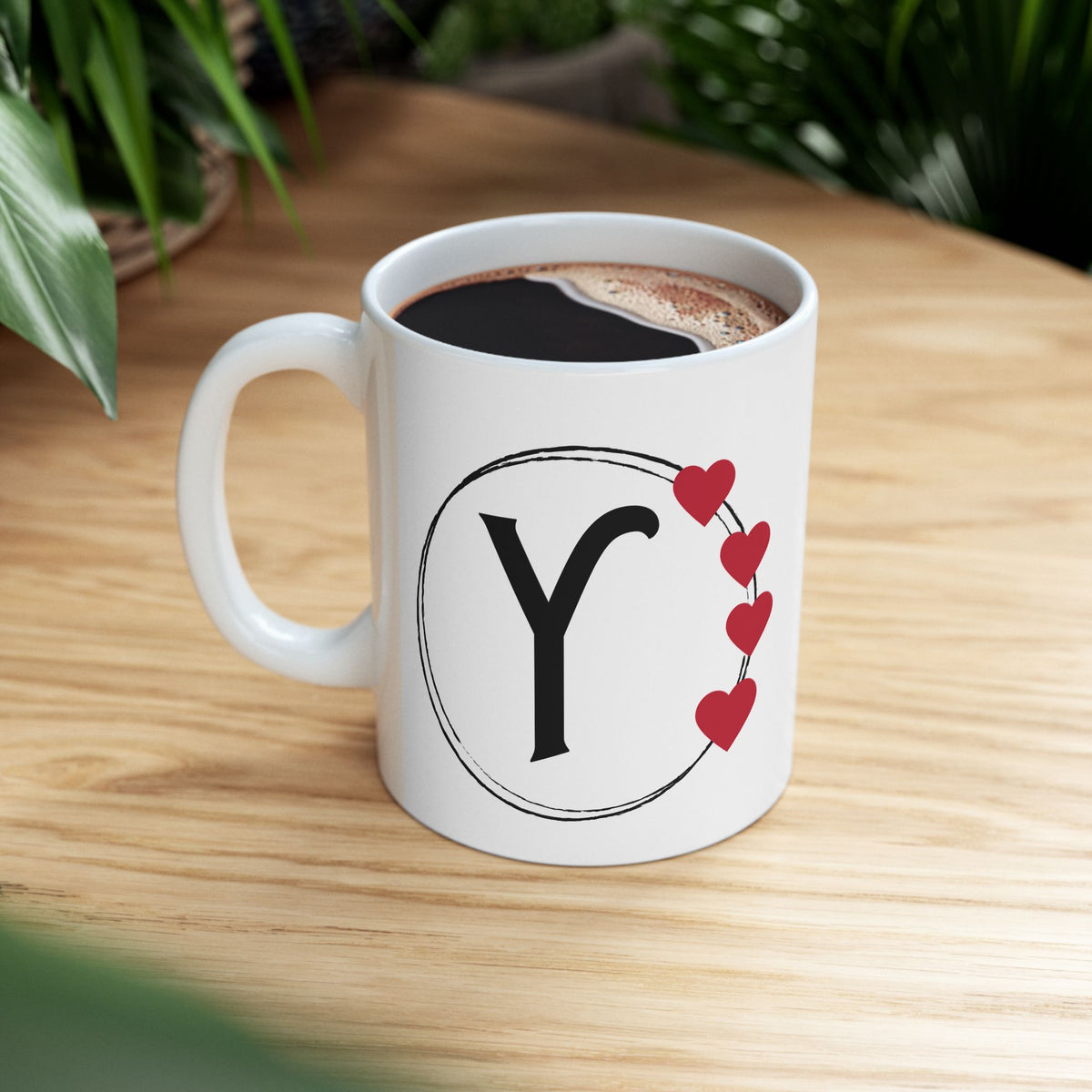 Letter "Y" Monogram Heart Design Coffee Mug