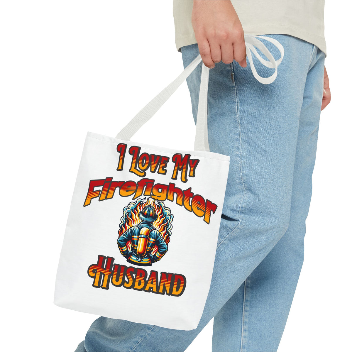 I Love My Firefighter Husband Tote Bag — Firefighter Wife Gift