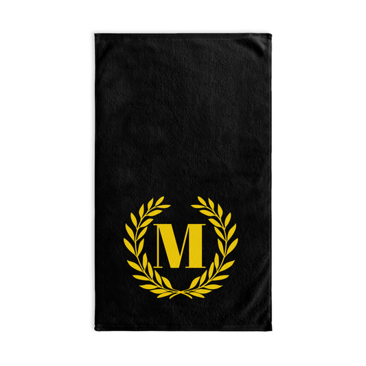 Elegant letter "M" Gold Laurel Monogram Hand Towel