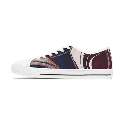 Burgundy and White Women's Low Top Sneakers