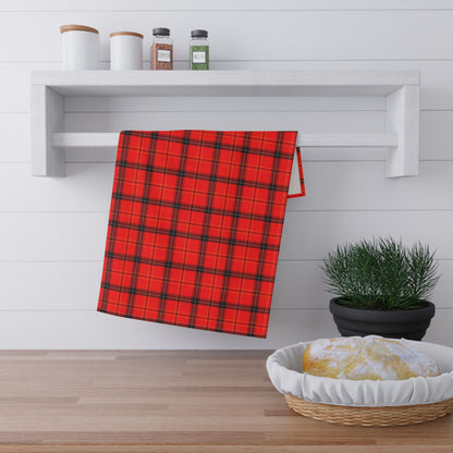 Red Plaid Pattern Tea Towel (cotton, poly)