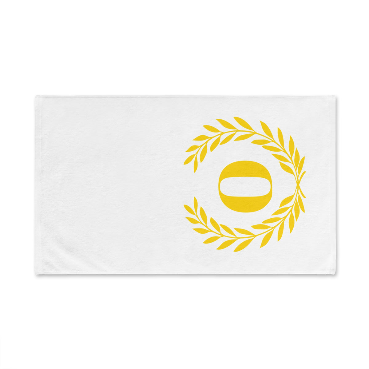 Elegant letter "O" Gold Laurel Monogram White Hand Towel