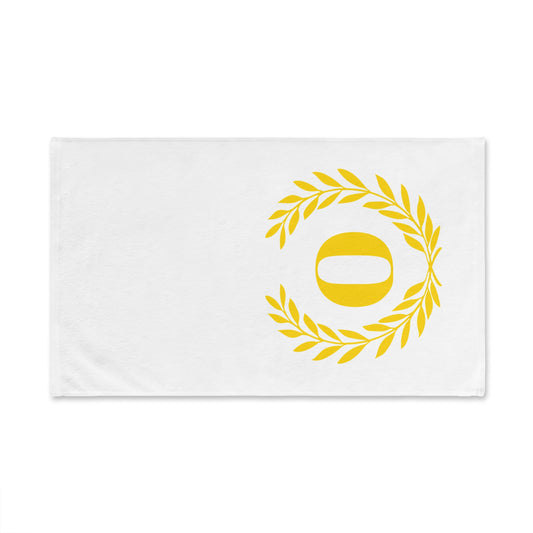 Elegant letter "O" Gold Laurel Monogram White Hand Towel
