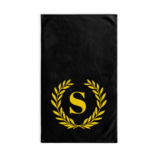 Elegant letter "S" Gold Laurel Monogram Hand Towel