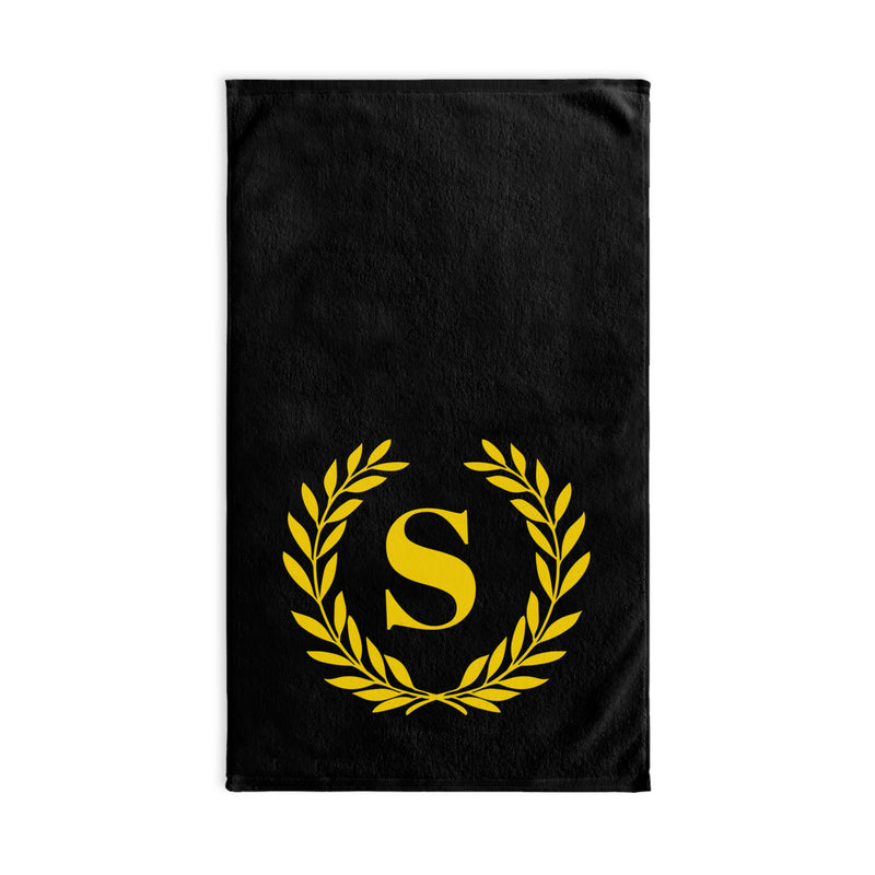 Elegant letter "S" Gold Laurel Monogram Hand Towel