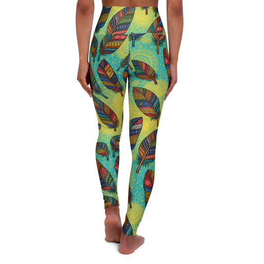 Boho Feathers High Waisted Yoga Leggings (AOP)