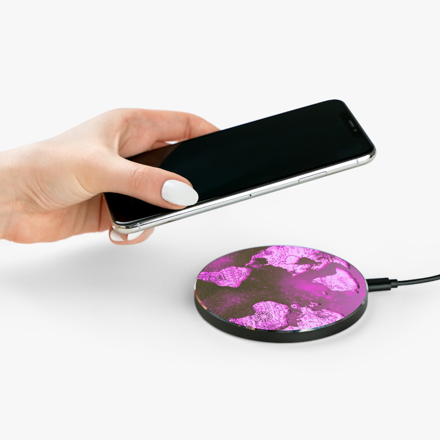 Mauve World Map Wireless Charger