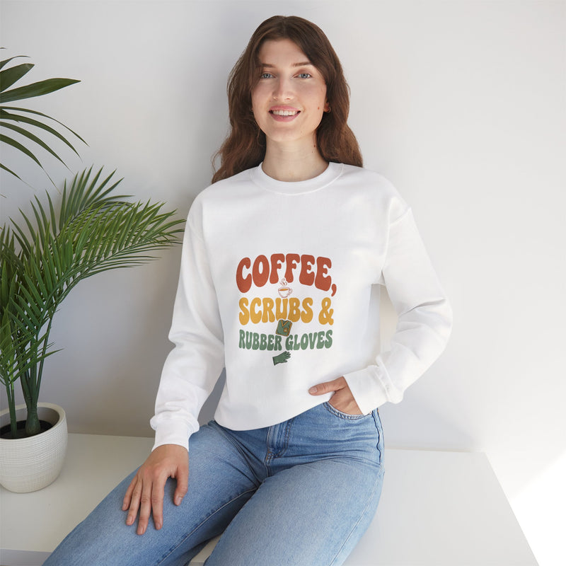 Coffee Scrubs and Rubber Gloves Sweatshirt — Funny Nurse Coffee Crewneck
