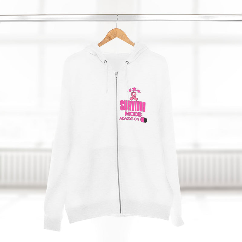 Survivor Mode: Always On - Breast Cancer Survivor Zip Hoodie