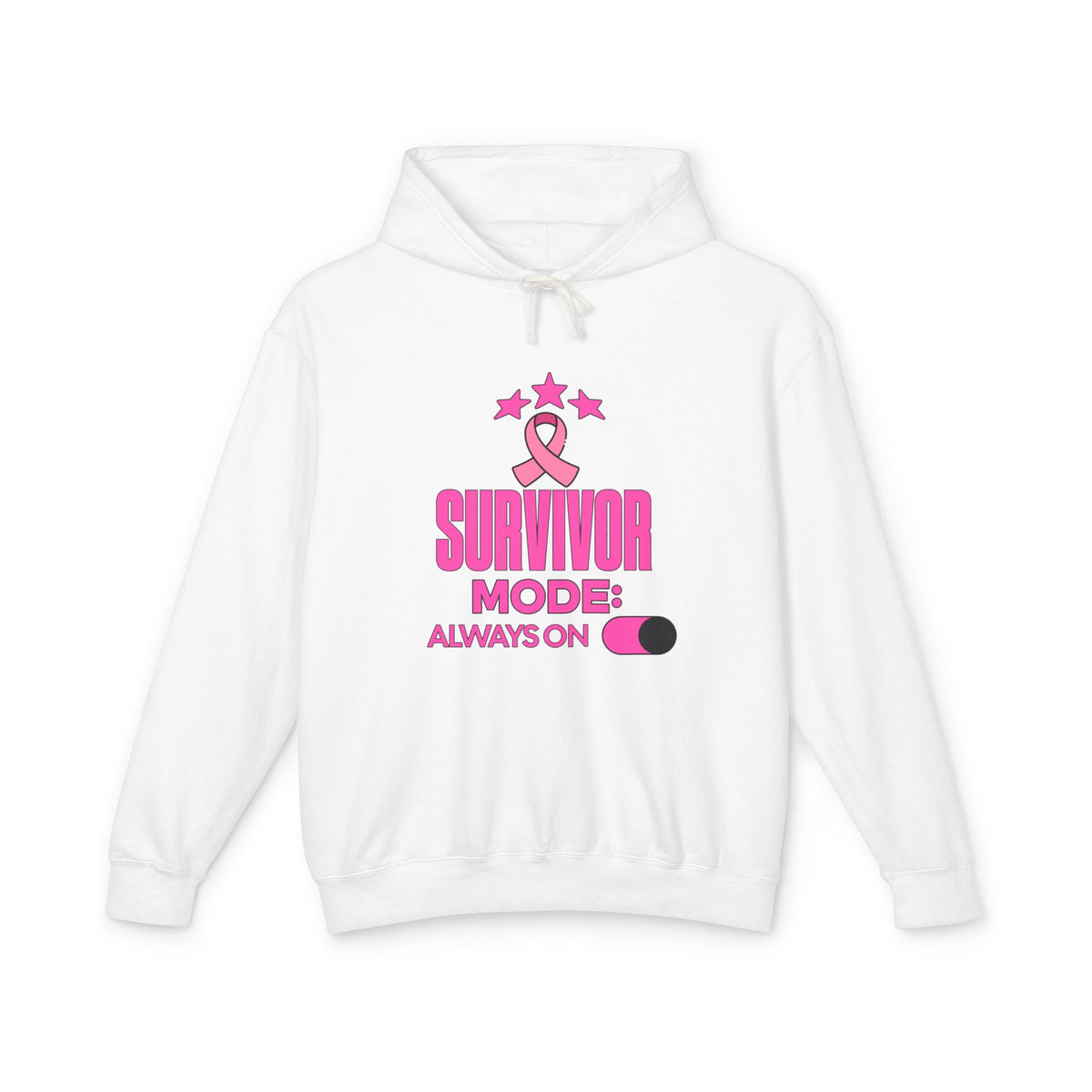 Survivor Mode: Always On - Breast Cancer Survivor Lightweight Hooded Sweatshirt