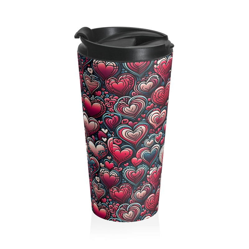 Decorative Heart Pattern - Stainless Steel Travel Mug