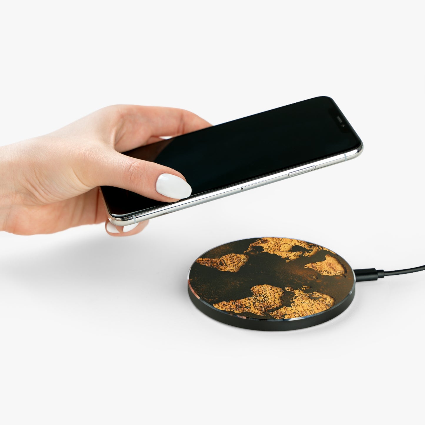 Brown World Map Wireless Charger