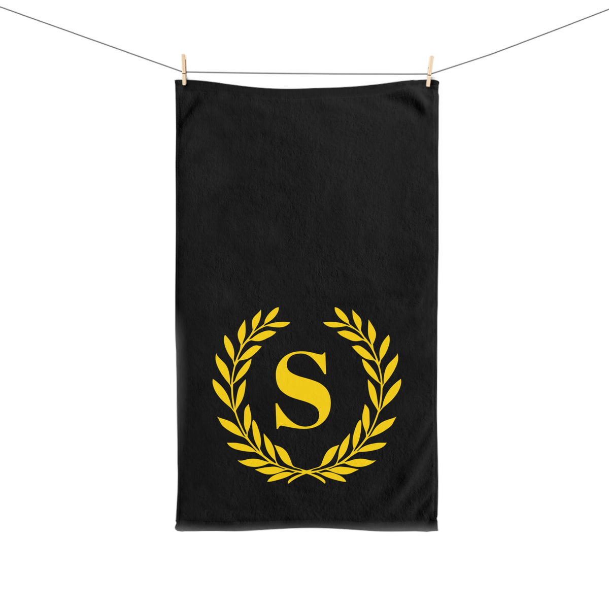 Elegant letter "S" Gold Laurel Monogram Hand Towel
