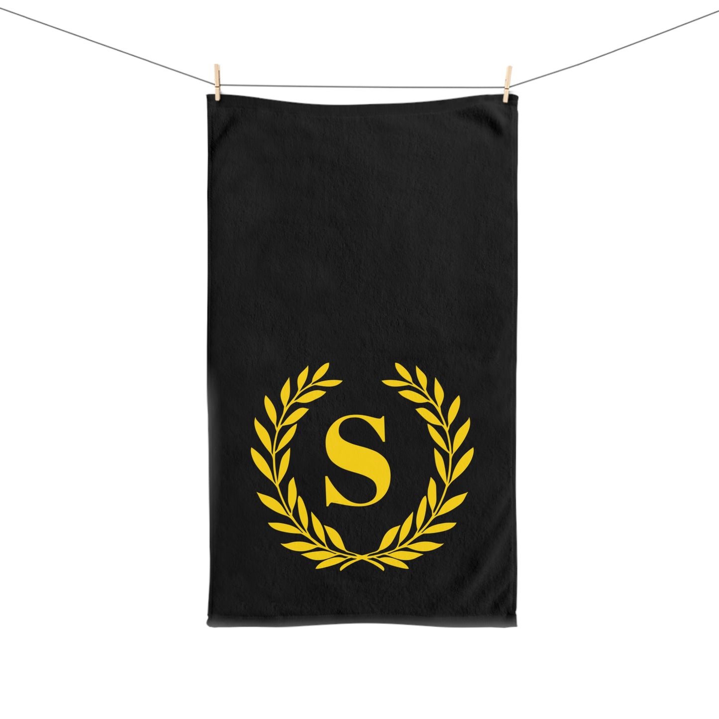 Elegant letter "S" Gold Laurel Monogram Hand Towel