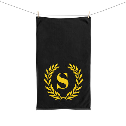 Elegant letter "S" Gold Laurel Monogram Hand Towel
