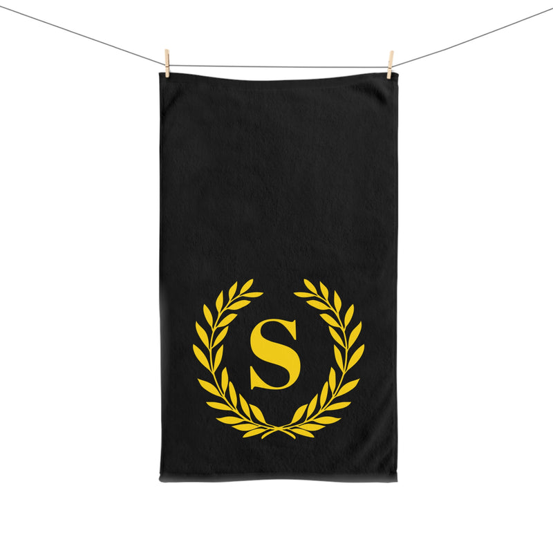 Elegant letter "S" Gold Laurel Monogram Hand Towel