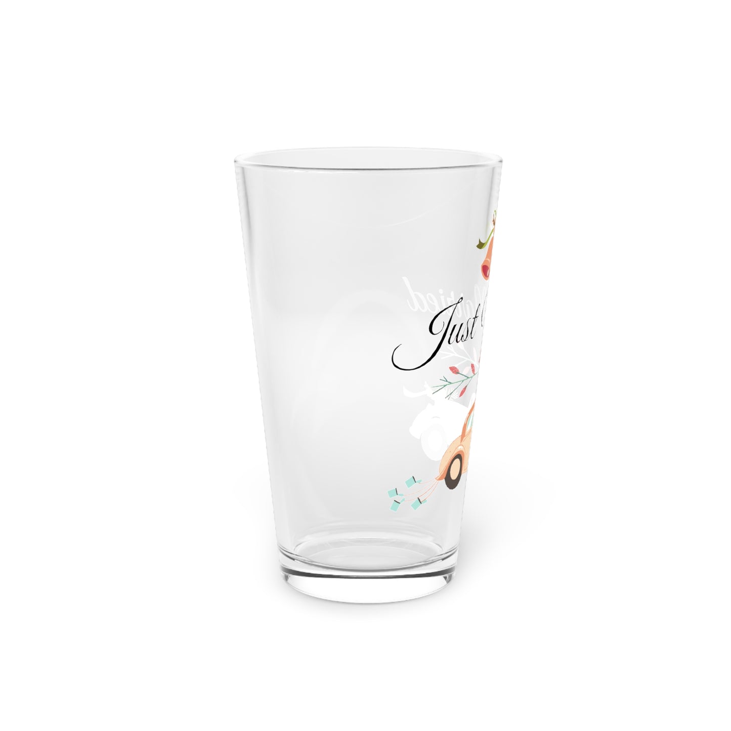 Just Married Wedding Pint Glass, 16oz