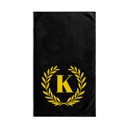 Elegant letter "K" Gold Laurel Monogram Hand Towel