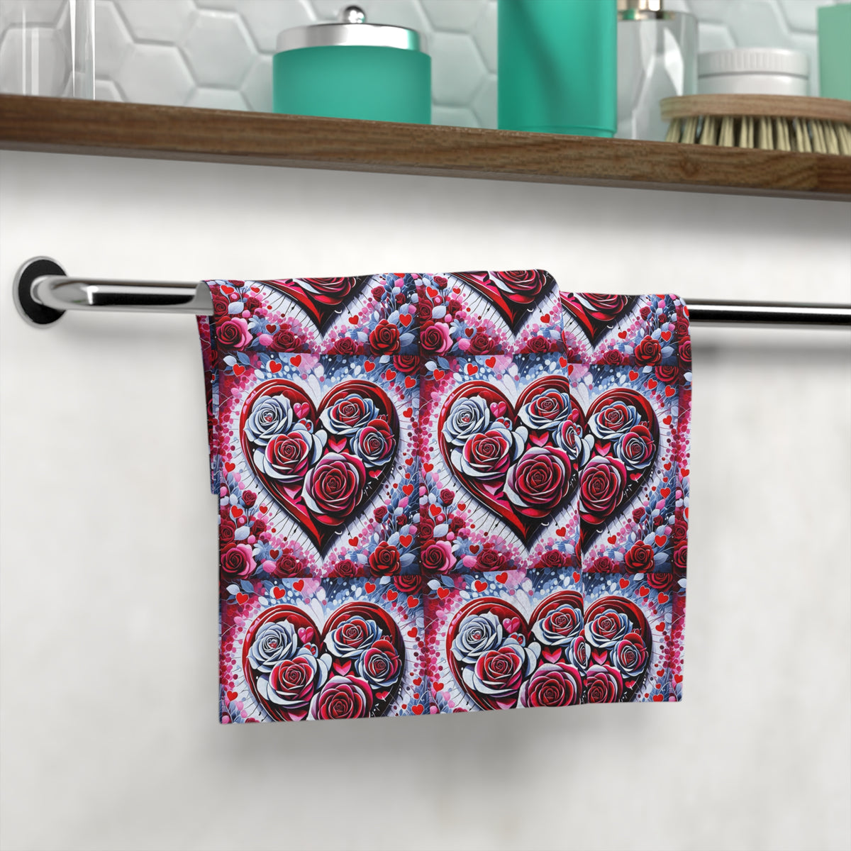 Rose Heart Pattern - Face Towel