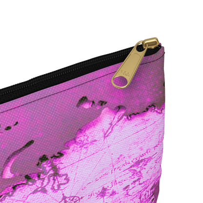 Mauve World Map Accessory Pouch