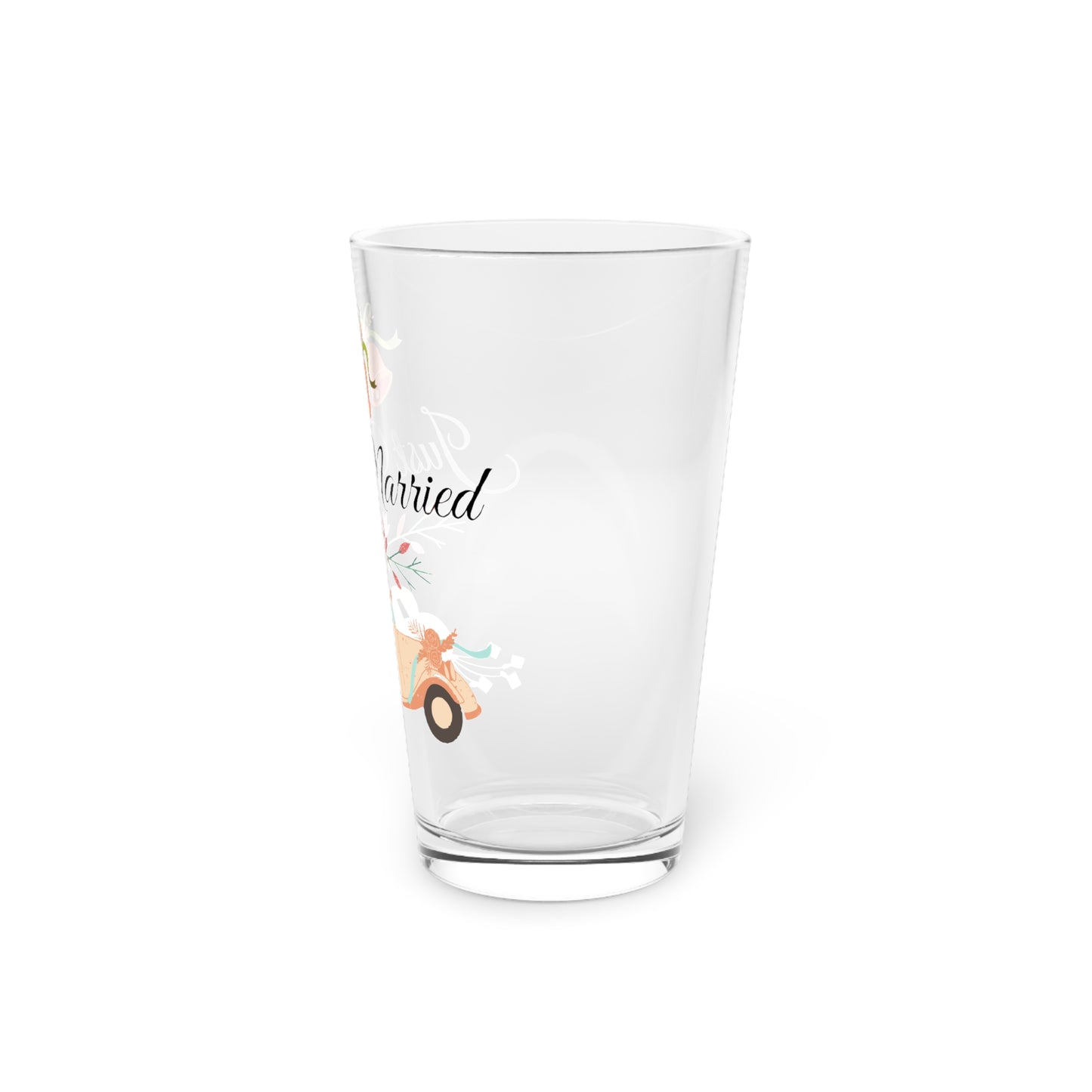 Just Married Wedding Pint Glass, 16oz