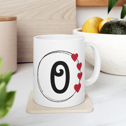 Letter "O" Monogram Heart Design Coffee Mug