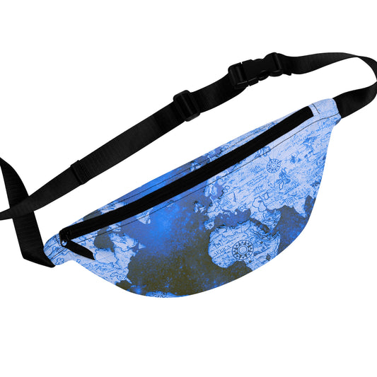 Blue World Map Fanny Pack