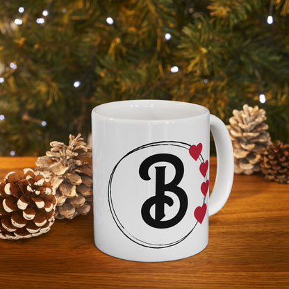 Letter "B" Heart Monogram Coffee Mug