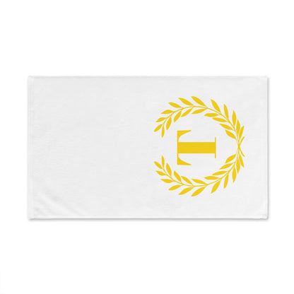 Elegant letter "T" Gold Laurel Monogram White Hand Towel