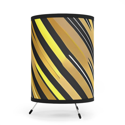 Gold and Black Stripe Pattern Tripod Lamp