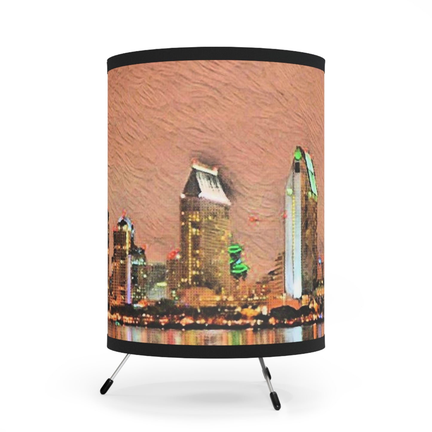 San Diego Skyline Tripod Lamp with High-Res Printed Shade, US\CA plug