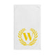 Elegant letter "W" Gold Laurel Monogram White Hand Towel