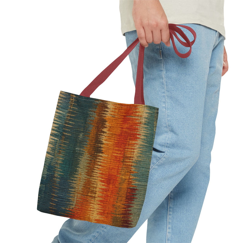 Bohemian Ikat Stripe Tote Bag — Colorful Southwestern AOP Carryall