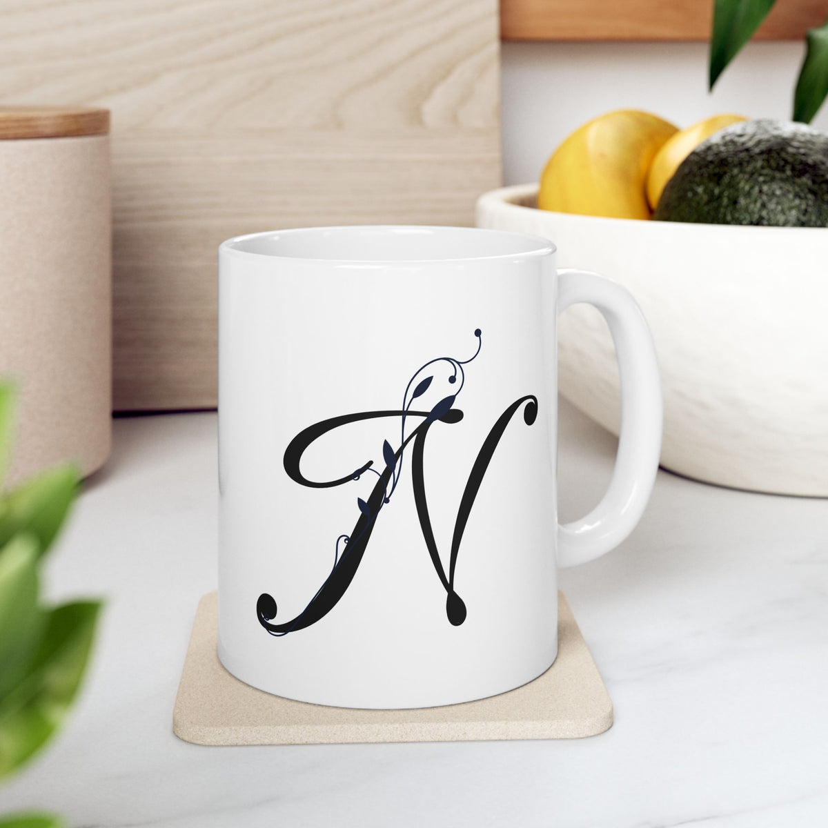 Letter "N" Decorative Monogram Design Coffee Mug